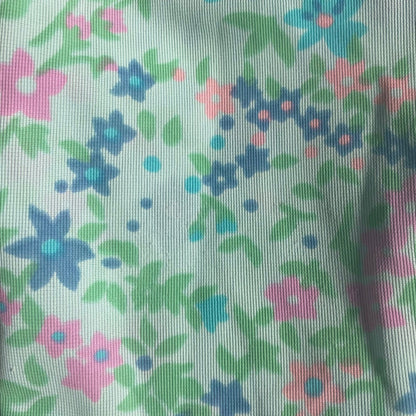 Vintage short length bright floral, lace trimmed slip dress/ petticoat. Approx UK size 8-10