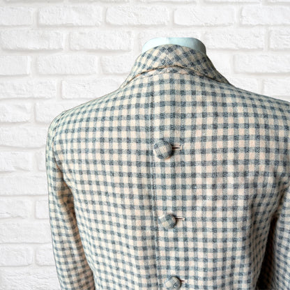 Vintage 80s Pink and Grey Check Long Sleeved Jacket. Approx UK size 12 - 16