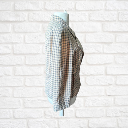 Vintage 80s Pink and Grey Check Long Sleeved Jacket. Approx UK size 12 - 16