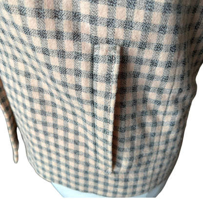 Vintage 80s Pink and Grey Check Long Sleeved Jacket. Approx UK size 12 - 16