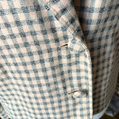Vintage 80s Pink and Grey Check Long Sleeved Jacket. Approx UK size 12 - 16