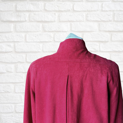Vintage 80s Cherry Red Moleskin Blouson Style Jacket. Approx UK size 8- 12