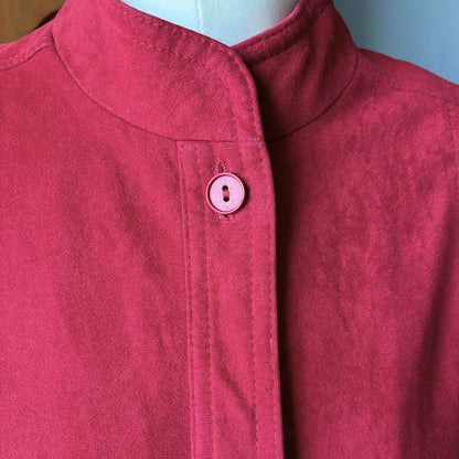 Vintage 80s Cherry Red Moleskin Blouson Style Jacket. Approx UK size 8- 12