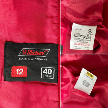 Vintage 80s Cherry Red Moleskin Blouson Style Jacket. Approx UK size 8- 12