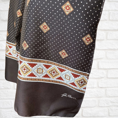 1970s brown and white polka dot / geometric print Gim Renoir scarf.   Great gift idea