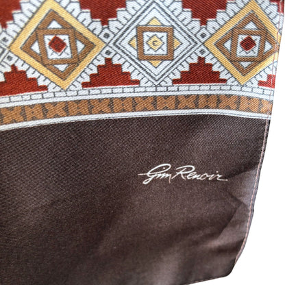 1970s brown and white polka dot / geometric print Gim Renoir scarf.   Great gift idea