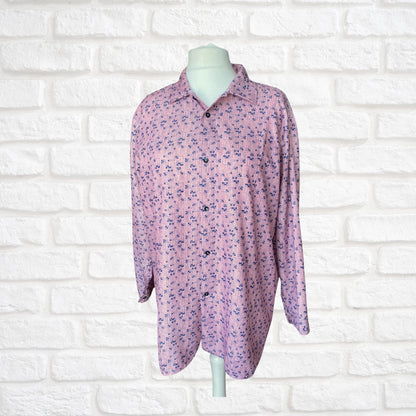 1970s Geometric Print Long Sleeved Cotton Vintage Shirt. Approx UK size XL (men) 18-20 ( women)