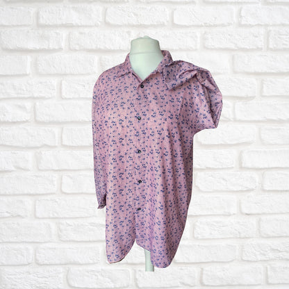 1970s Geometric Print Long Sleeved Cotton Vintage Shirt. Approx UK size XL (men) 18-20 ( women)