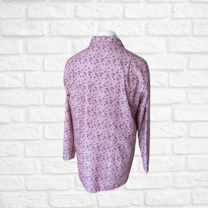 1970s Geometric Print Long Sleeved Cotton Vintage Shirt. Approx UK size XL (men) 18-20 ( women)