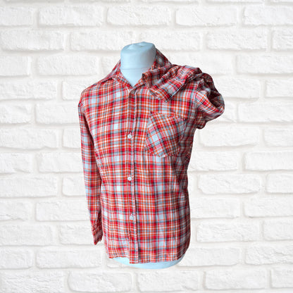 70s Checked Lightweight Vintage Shirt with Wide Collar. Approx UK size XS -S (men) 8-12 (women)