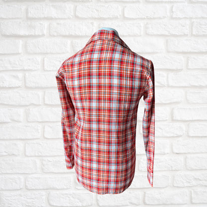 70s Checked Lightweight Vintage Shirt with Wide Collar. Approx UK size XS -S (men) 8-12 (women)