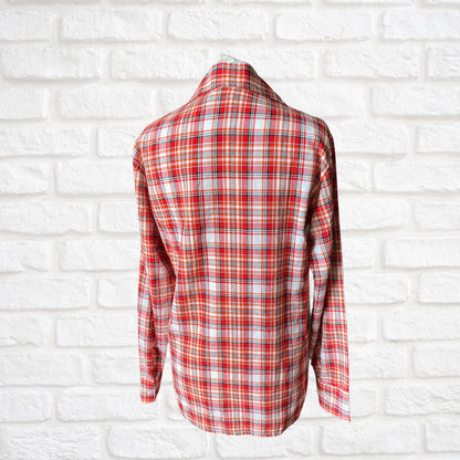 70s Checked Lightweight Vintage Shirt with Wide Collar. Approx UK size XS -S (men) 8-12 (women)
