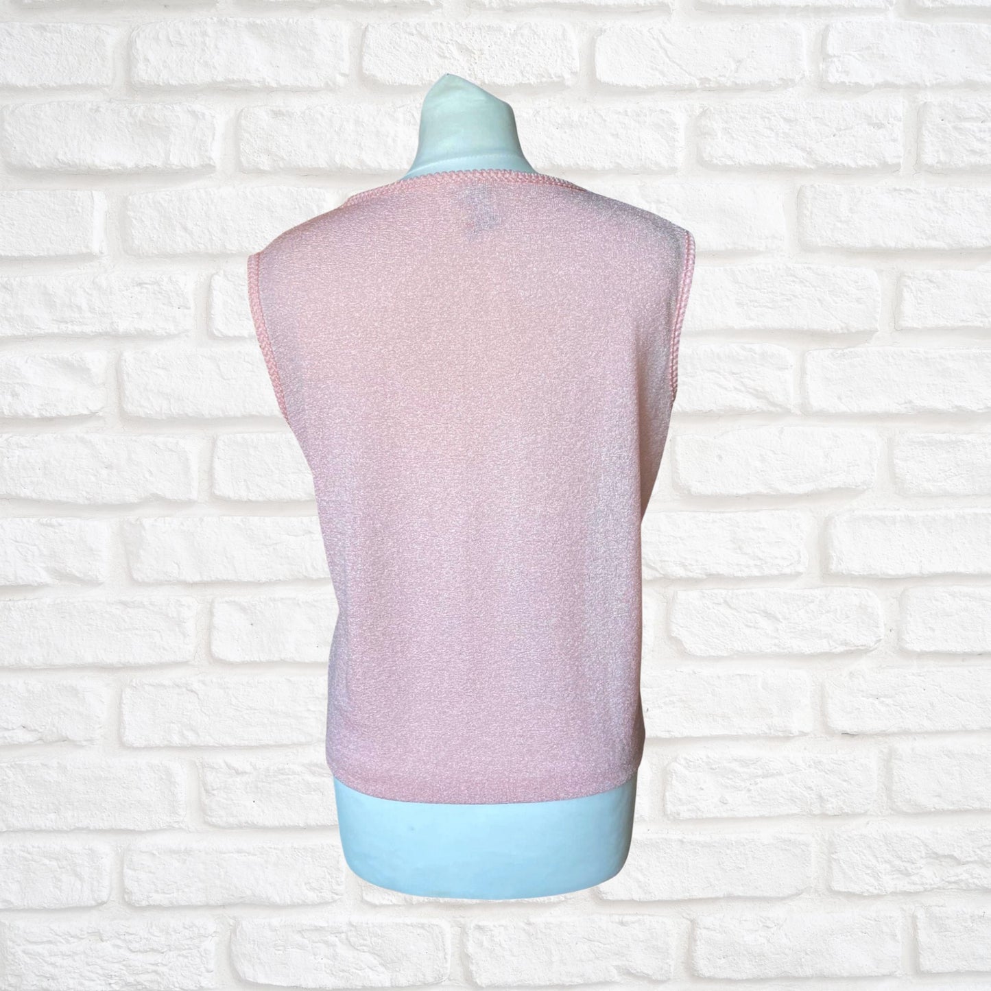 60s sleeveless pink mod top. Vintage St. Michael. Approx UK size 12-14