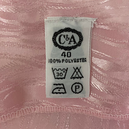 80s Silky Pink Round Neck Long Sleeved Vintage Blouse . Approx UK size 14-16