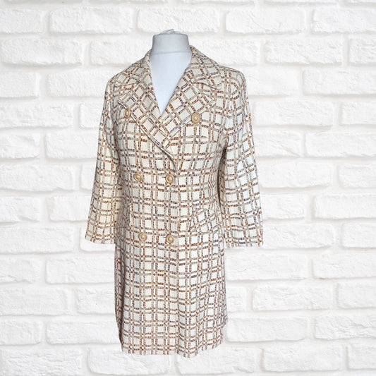 60s/70s vintage cream and copper wool blend coat. Approx UK size 12-14