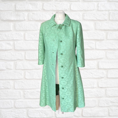60s style mint green vintage lace coat/ dress. Approx UK size 10-12