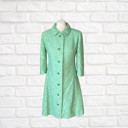 60s style mint green vintage lace coat/ dress. Approx UK size 10-12