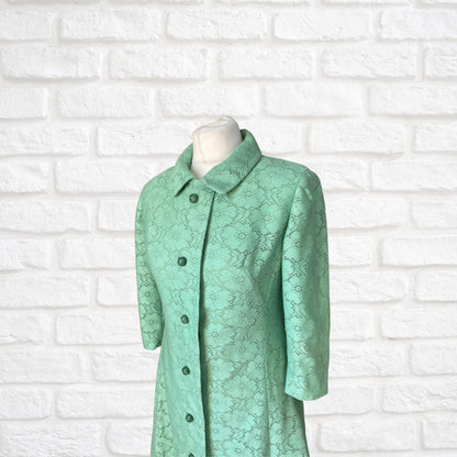 60s style mint green vintage lace coat/ dress. Approx UK size 10-12