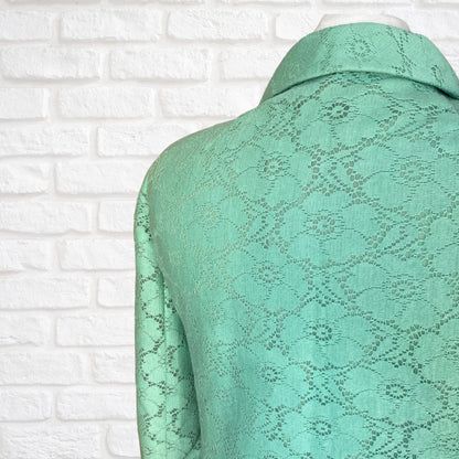 60s style mint green vintage lace coat/ dress. Approx UK size 10-12