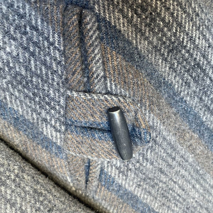 Vintage 70s Grey Blue Wool Midi Coat - Classic Style and Timeless Elegance.  Approx UK size 10-12