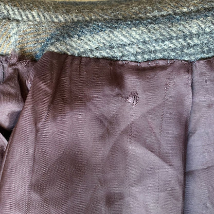 Vintage 70s Grey Blue Wool Midi Coat - Classic Style and Timeless Elegance.  Approx UK size 10-12