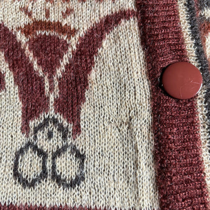 Vintage Brown and Cream Mohair Blend Abstract Print Cardigan. Approx U.K. size 16-24