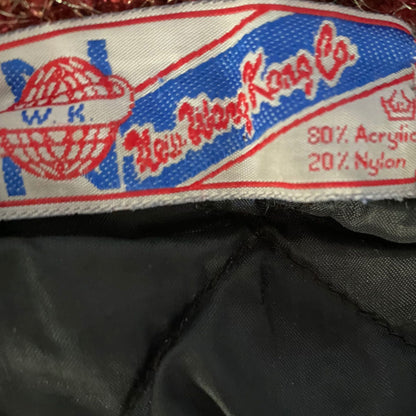 Vintage 80s Burgundy and Black Botanical Print Cardigan: Warm and Stylish Cover-Up. Approx UK size 14-18