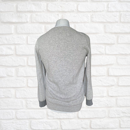Soft Grey Marl Vintage Wool V Neck Jumper,  Approx UK size 12-16 ( w) sml to med (m)
