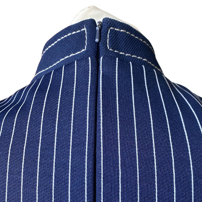 60s Vintage Mod Style Navy Blue and White Scooter Dress with Matching Belt. Approx UK size 8-10