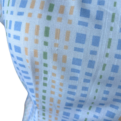 Vintage 50s Style Tie Front Geometric Print Blouse with Button Up Back. Approx UK size 12-14