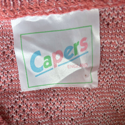 Vintage 80s Pink and White Sleeveless Top with Scalloped Trim - Lightweight and Stylish Approx UK size 12-16