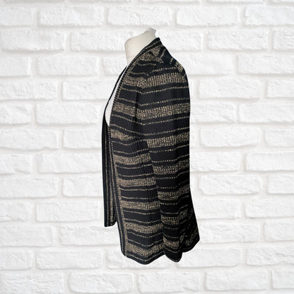 70s Vintage Black and Gold Sparkly striped Cardigan /Jacket.  Approx UK size  10-12