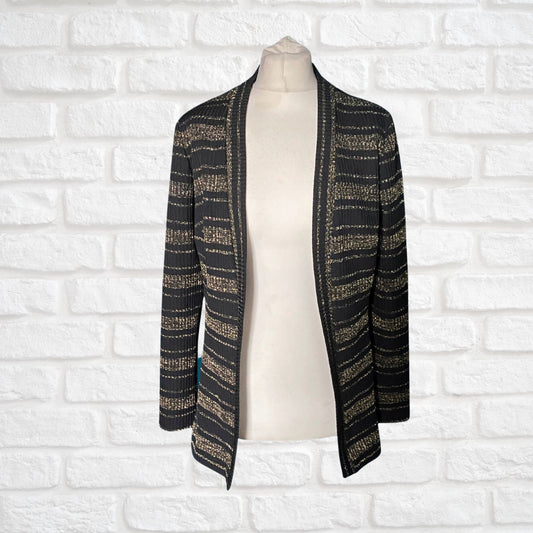 70s Vintage Black and Gold Sparkly striped Cardigan /Jacket.  Approx UK size  10-12