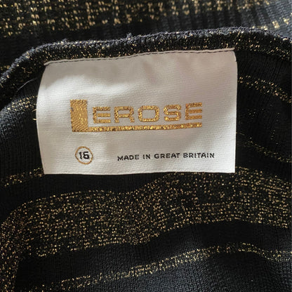 70s Vintage Black and Gold Sparkly striped Cardigan /Jacket.  Approx UK size  10-12