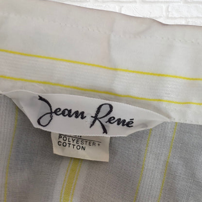 Vintage 1970s White Cotton Blend Shirt With Yellow Stripes . Approx UK size 10-12