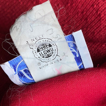 Vintage 80s Red Midi Dress with Bracelet Length Sleeves by Leslie Fay. Approx UK size 14-16