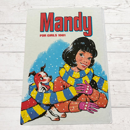 Vintage 'Mandy' magazine for girls from 1981 on a wooden surface
