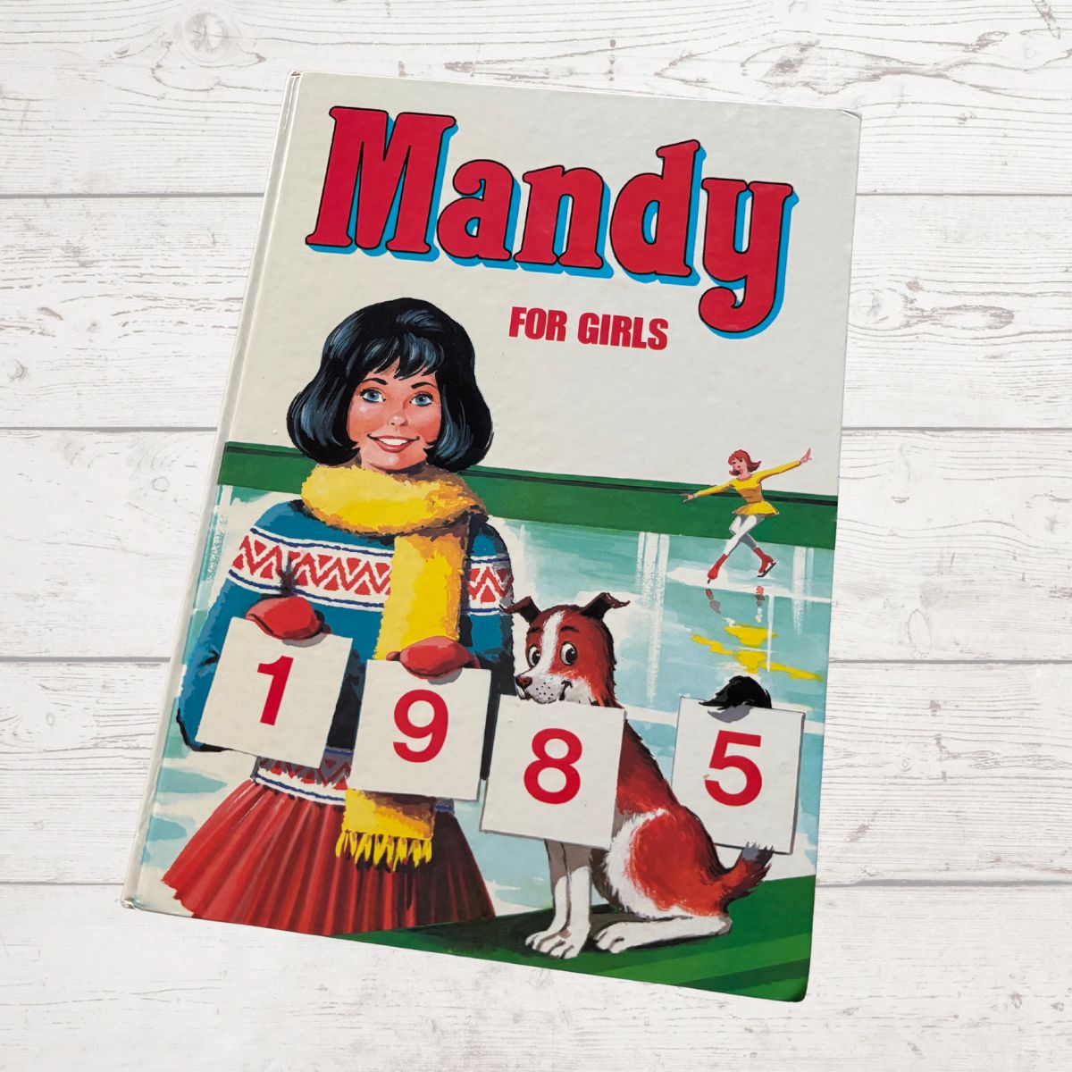 Mandy for Girls 1985 vintage annual on a white background 