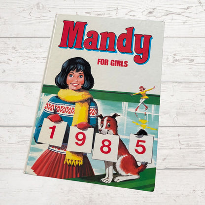 Mandy for Girls 1985 vintage annual on a white background 