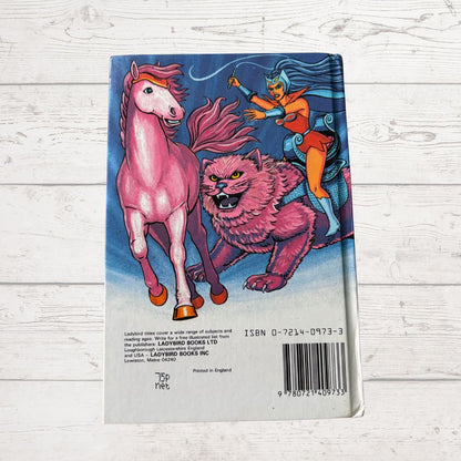 Book cover with fantasy illustration of a horse and creature on a light wooden surface