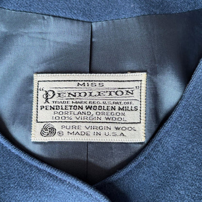 Pendleton label on a blue fabric background