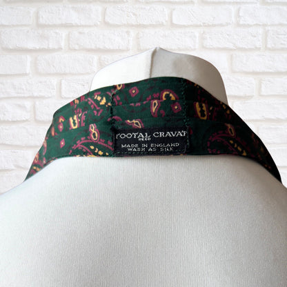 60s Mod Style Green,Red and Yellow Paisley Print Vintage Tootal Cravat