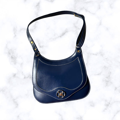 60s Navy Blue Mod Style Vintage St. Michael Shoulder Bag