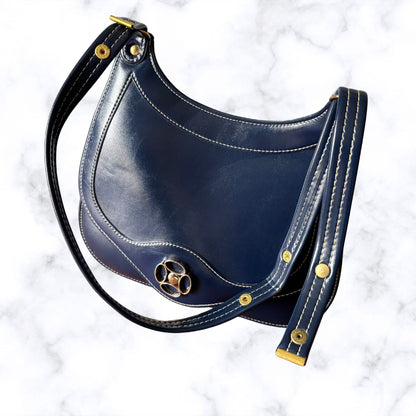 60s Navy Blue Mod Style Vintage St. Michael Shoulder Bag