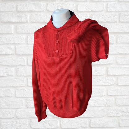 Vintage red ribbed chunky knit sailing jumper.  Approx UK size men’s XXL
