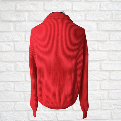 Vintage red ribbed chunky knit sailing jumper.  Approx UK size men’s XXL