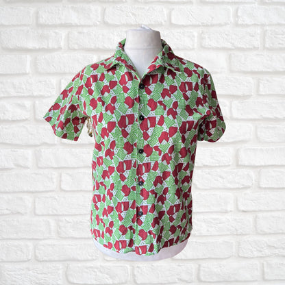 70s Vibrant Geometric Print Vintage Cotton Shirt. Approx UK size S- M (men) 12-14 (women )