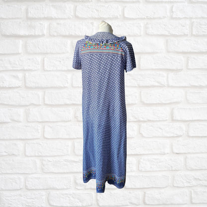 70s Summer vintage dressing gown/housecoat/maxi dress. Approx UK size 10-12