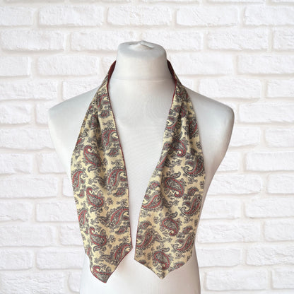 60s Mod Style Red and Yellow, Black and Red Paisley Print Vintage Tootal Cravat