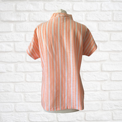 60s Peach and White Striped Linen Smock Top by Jantzen Beachwear. Approx UK size 12-14